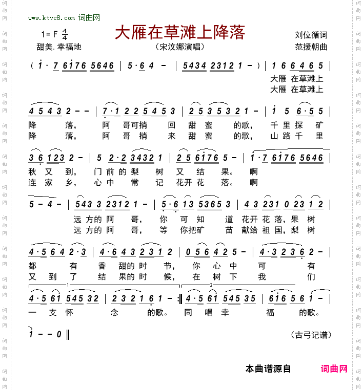 大雁在草滩上降落