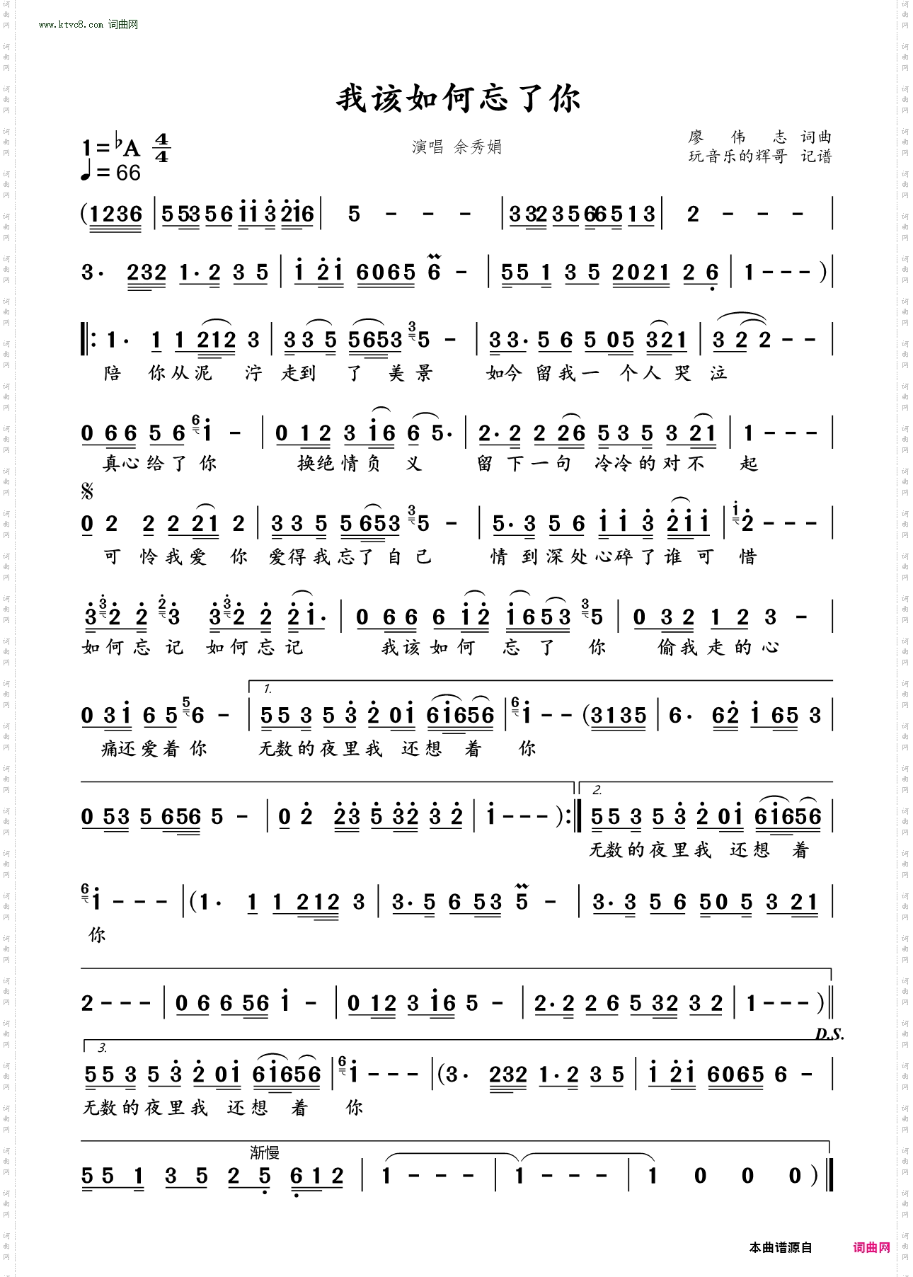 我该如何忘了你_葫芦丝技巧谱