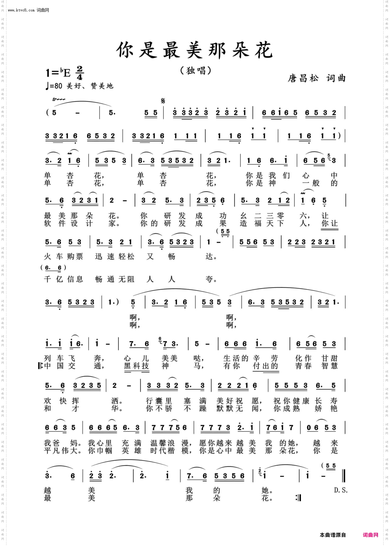 你是最美那朵花