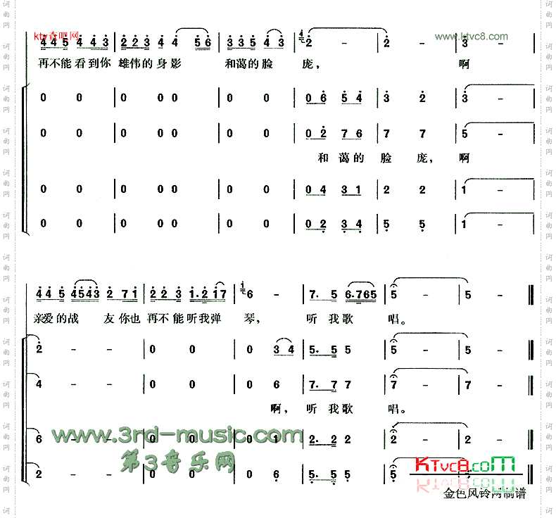 怀念战友(《冰山上的来客》插曲)[合唱曲谱]