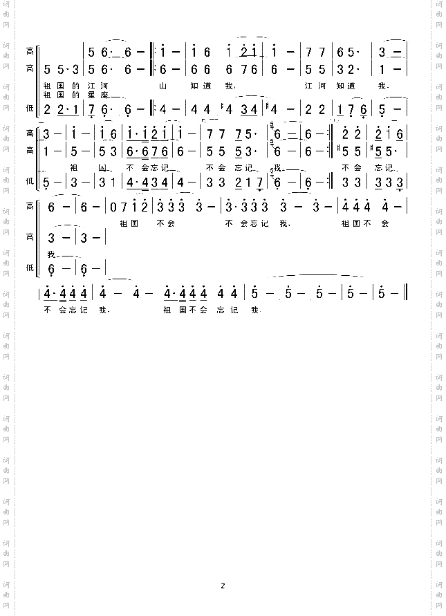 祖国不会忘记我