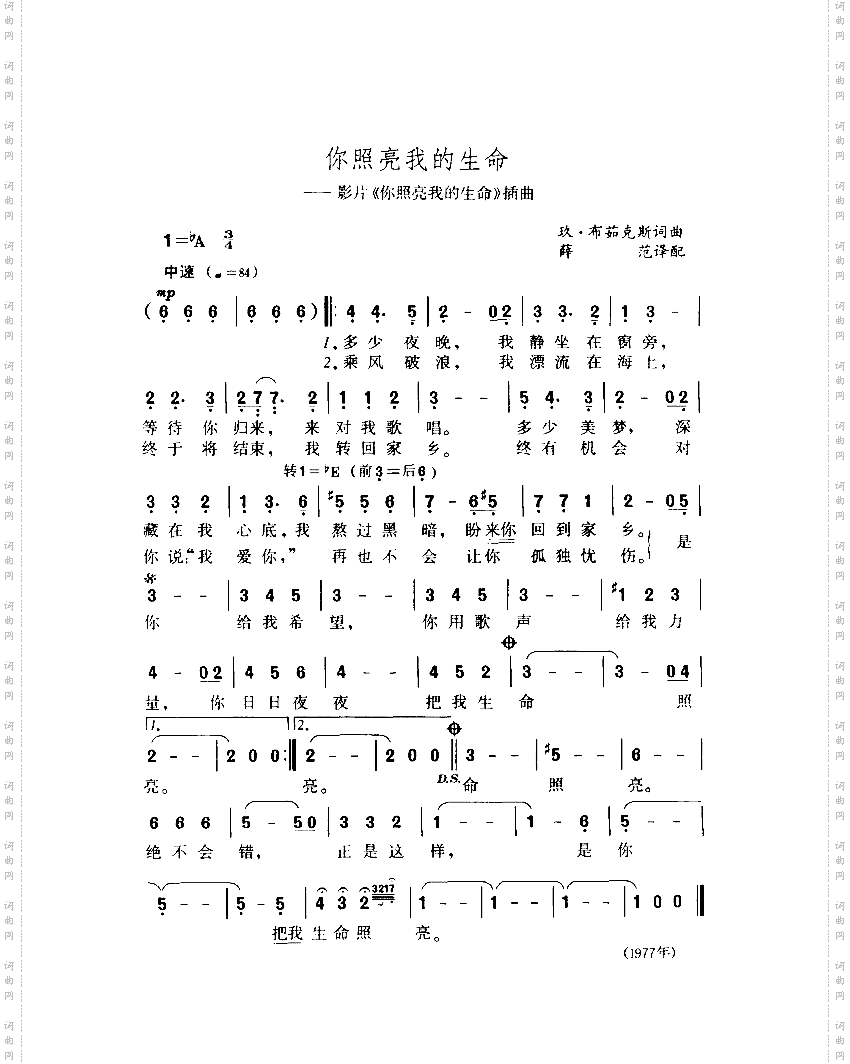 你照亮我的生命