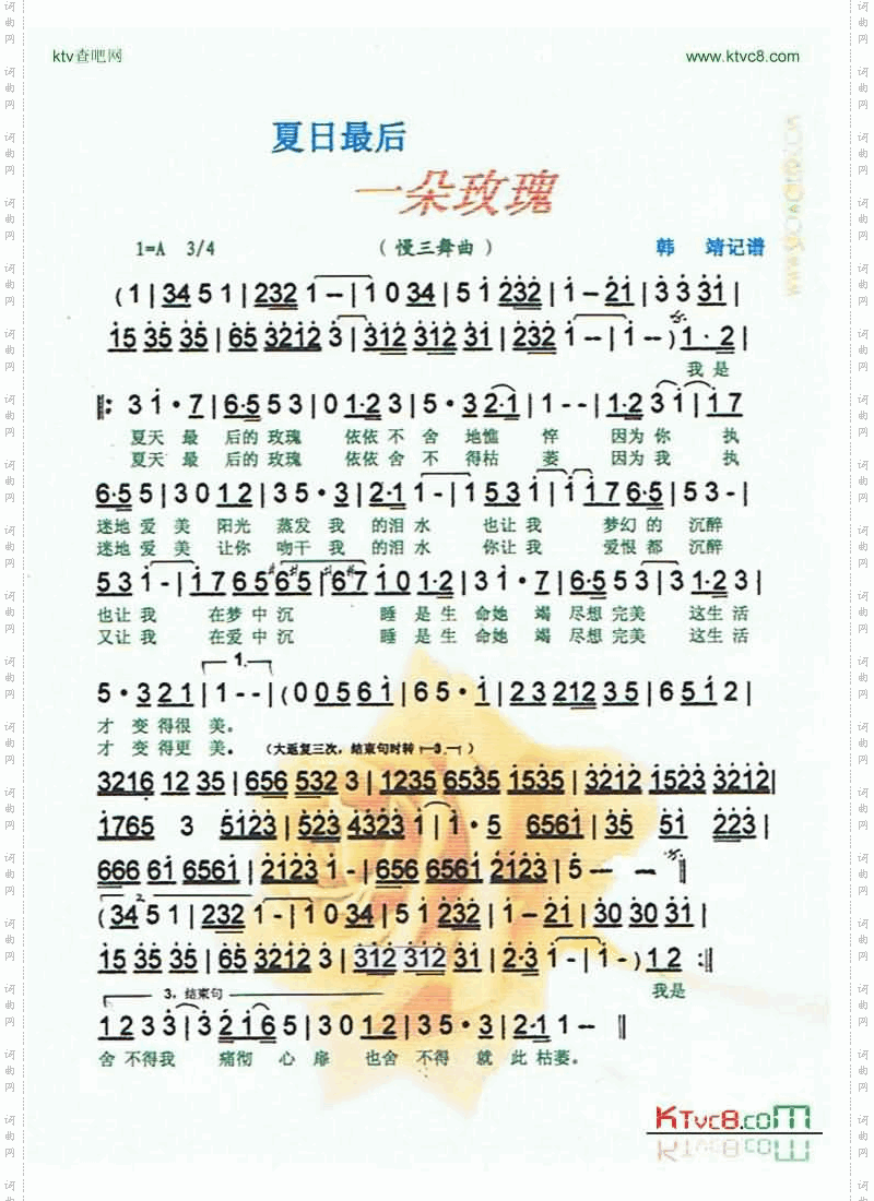 夏日最后一朵玫瑰【彩谱】