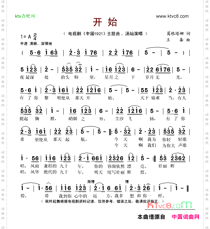 开始（电视剧《中国1921》主题曲）