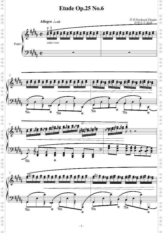 肖邦练习曲Op.25No.6