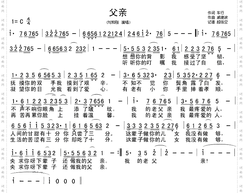 父亲－刘和刚简谱