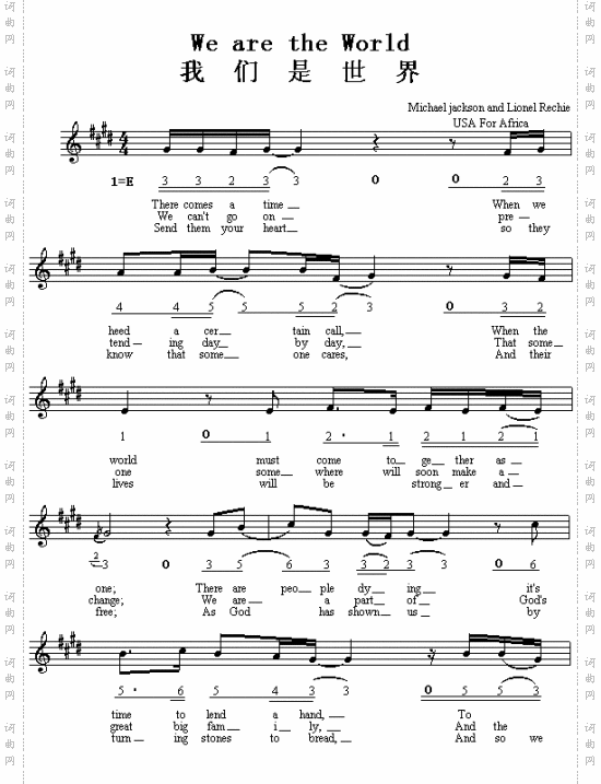 我们是世界美、英文歌