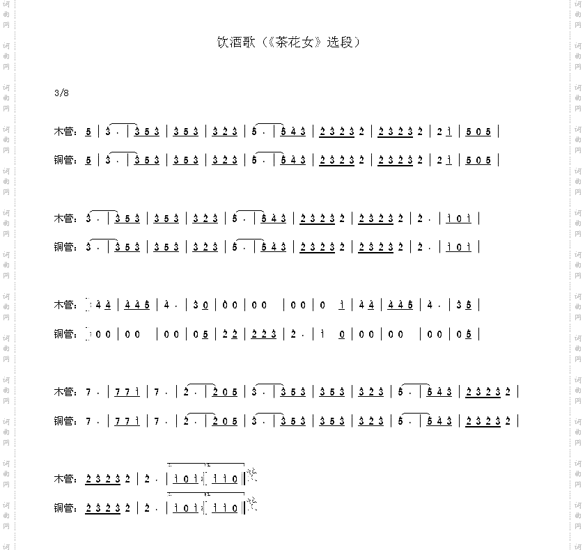 饮酒歌《茶花女》选段木管铜管