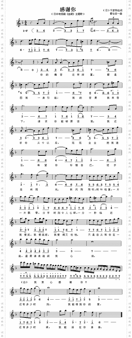 感谢你_日剧《血疑》主题歌