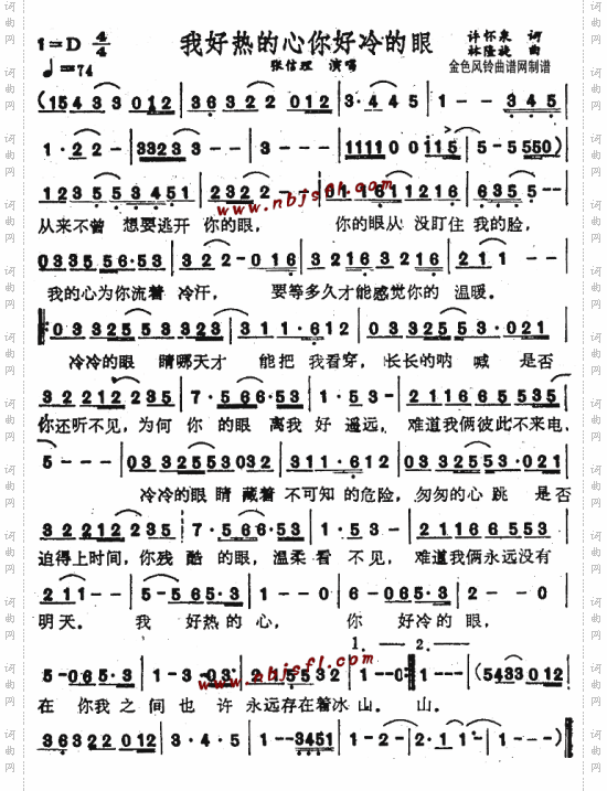 我好热的心你好冷的眼--张信理