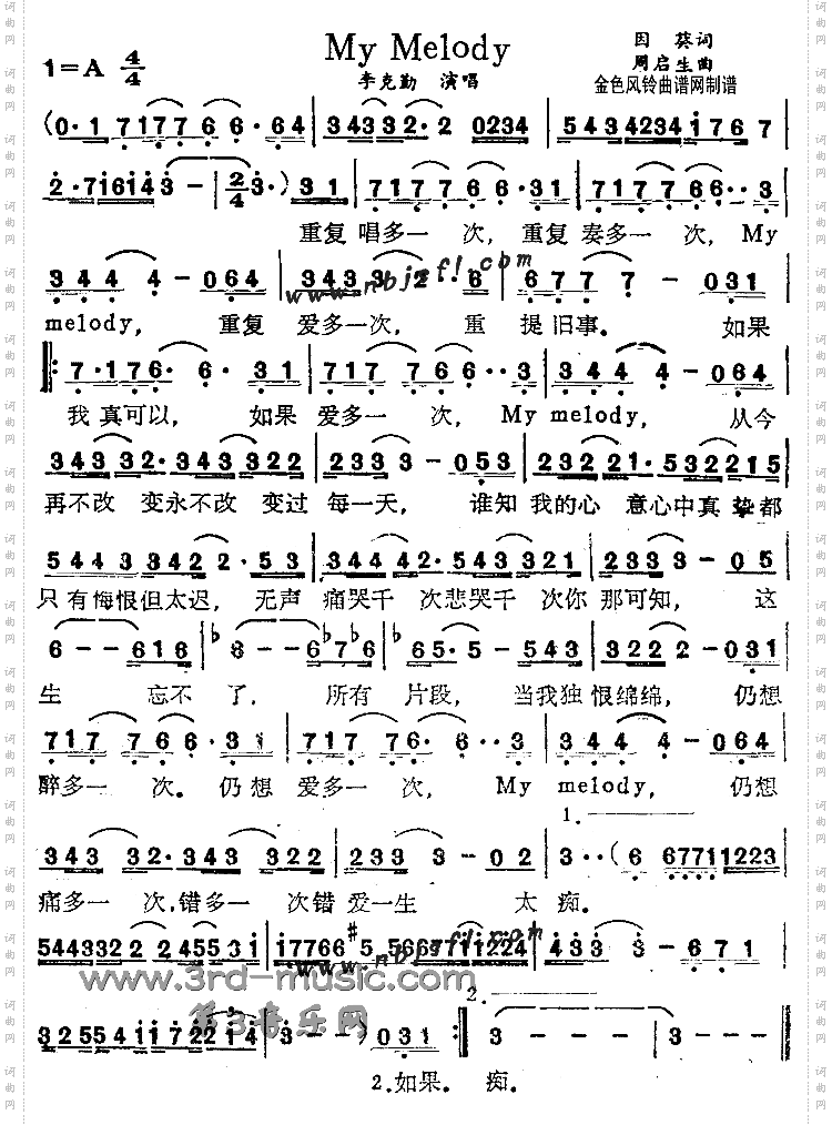 MyMelody粤语[简谱]