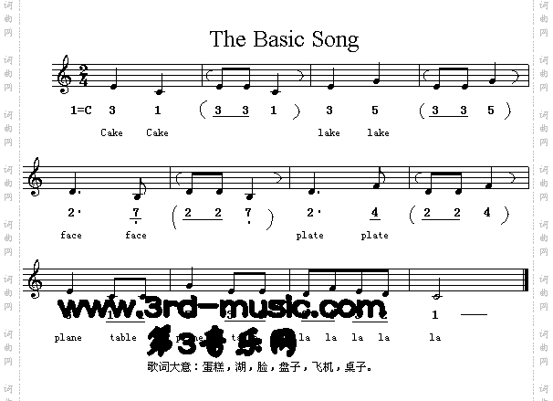 TheBasicSong英文儿童歌[简谱]