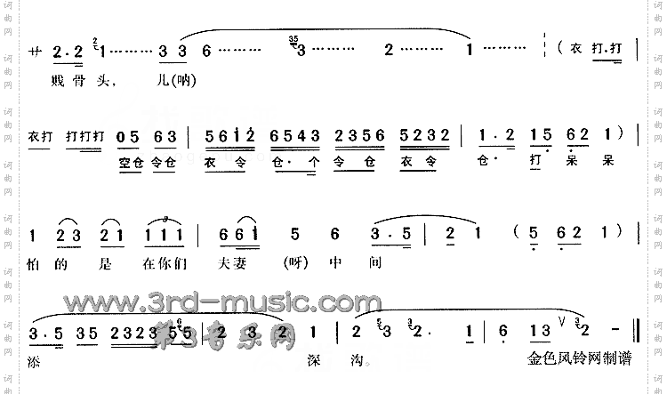 江水滔滔向东流《金玉奴》[戏曲曲谱]