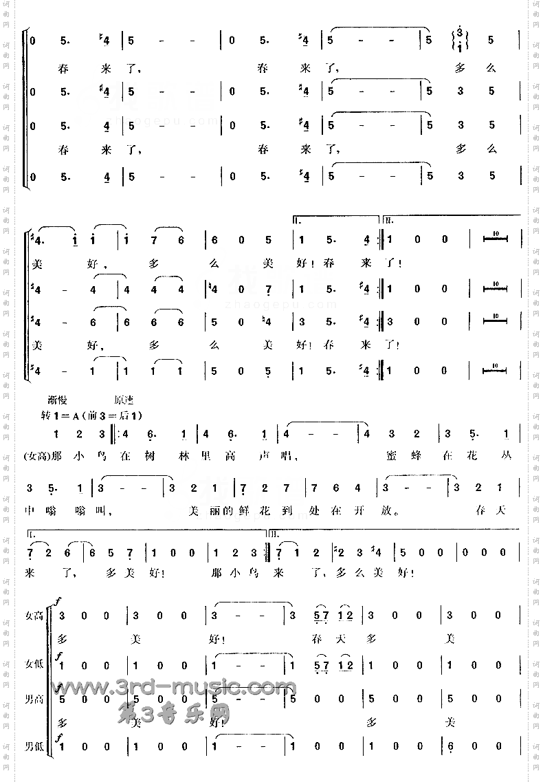 蓝色的多瑙河[合唱曲谱]