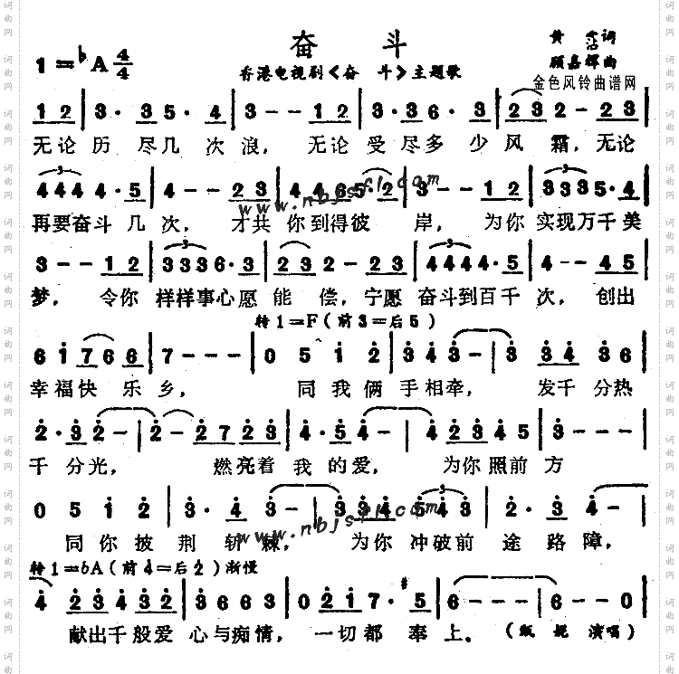 奋斗同名电视剧主题歌、粤语