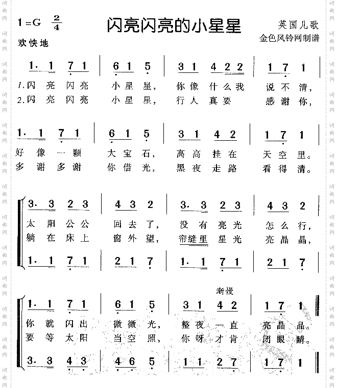 闪亮闪亮的小星星儿童歌