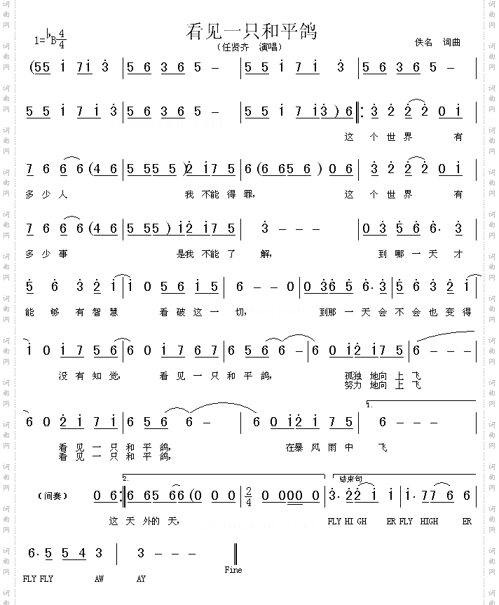 看见一只和平鸽