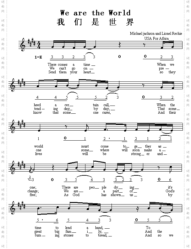 我们是世界美、英文歌