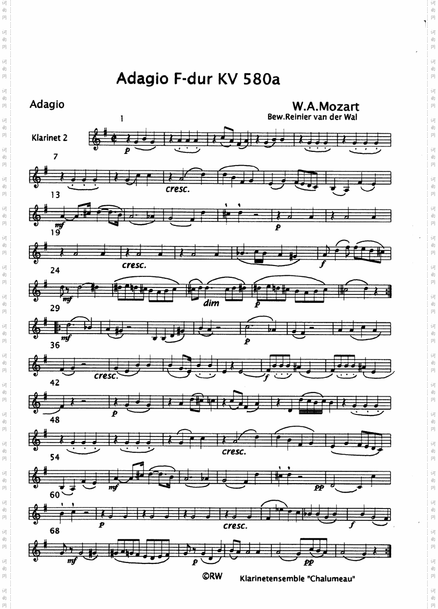 adagio f dur kv 580