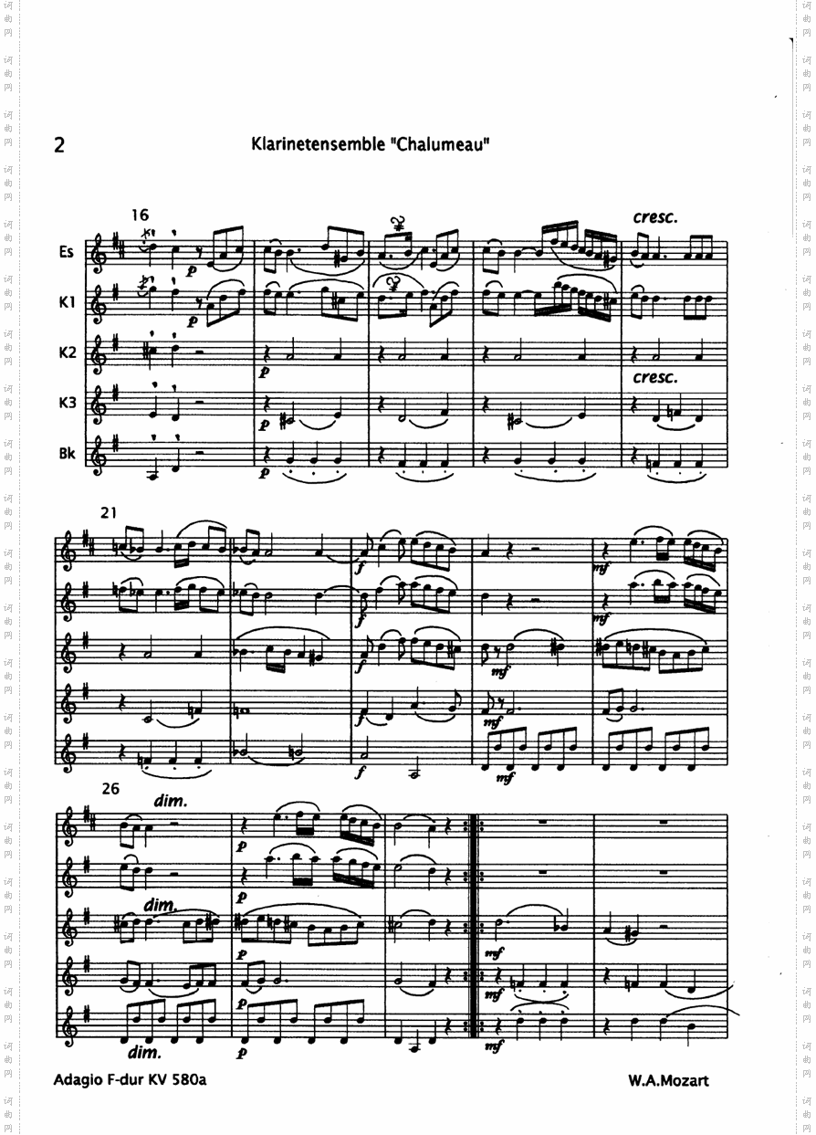 adagio f dur kv 580