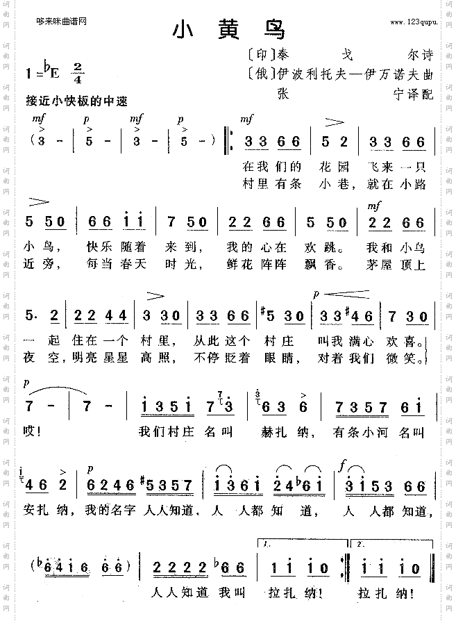 小黄鸟泰戈尔