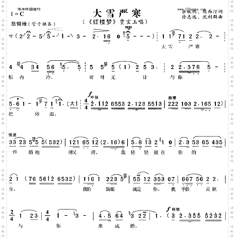 大雪严寒红楼梦