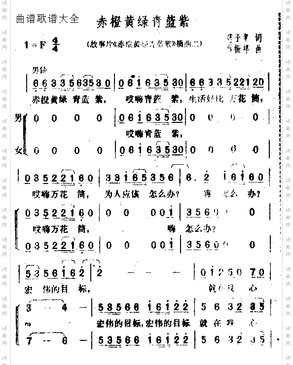 赤澄黄绿青蓝紫