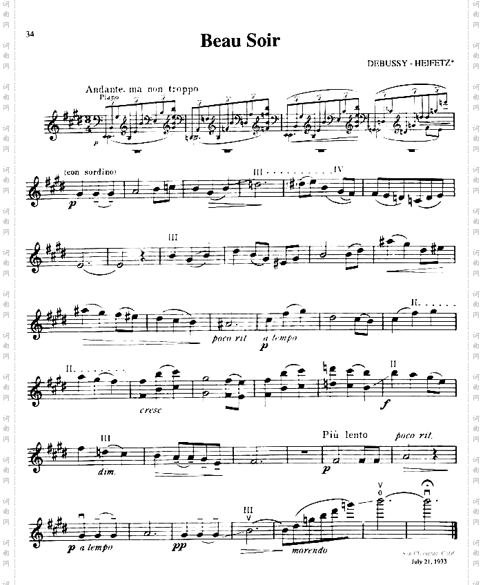 海菲茨-DEBUSSY《BeauSoir》