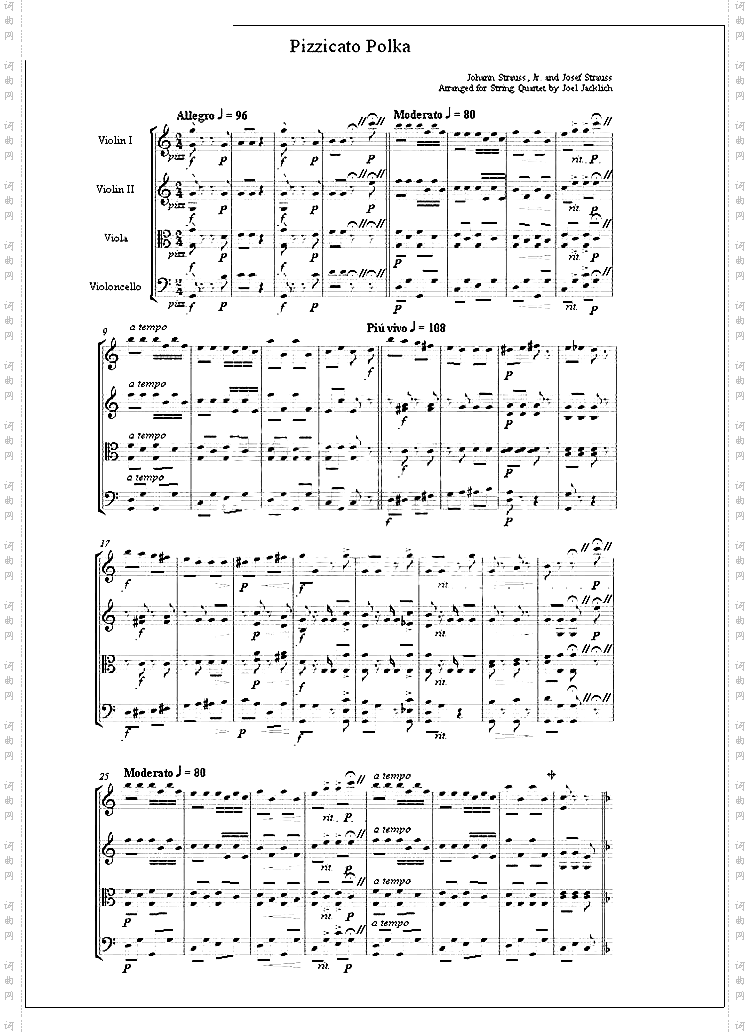 弦乐四重奏：斯特劳斯-拨弦波尔卡