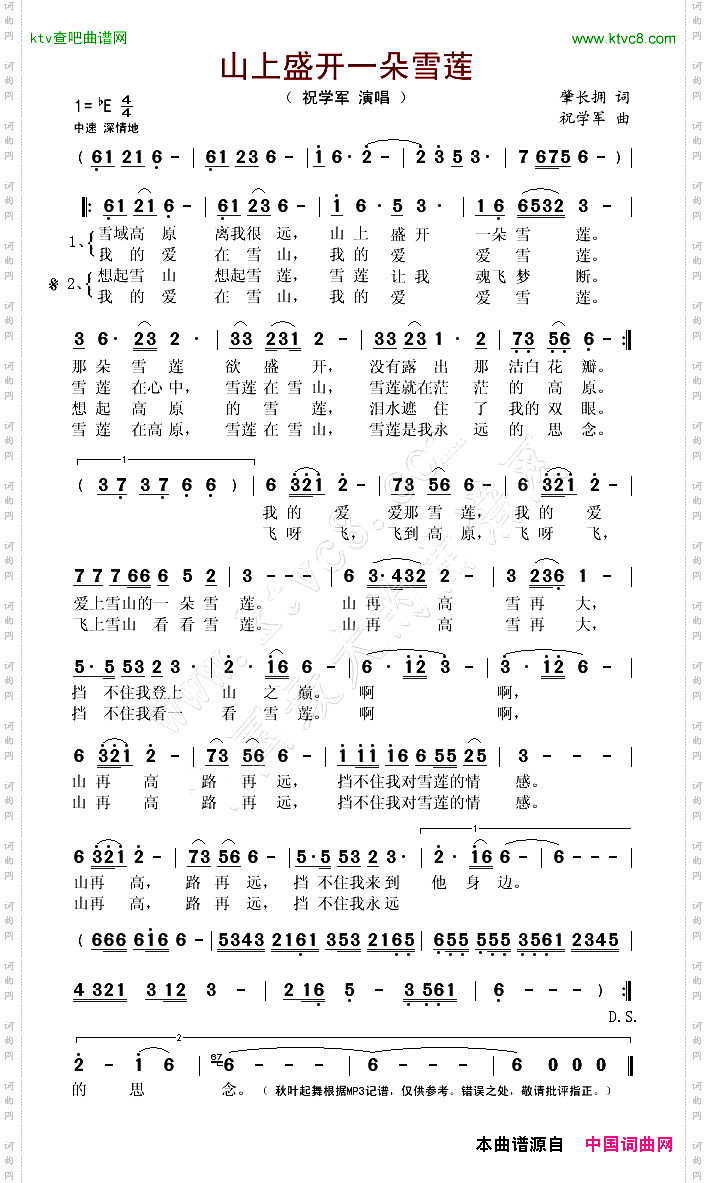 山上盛开一朵雪莲