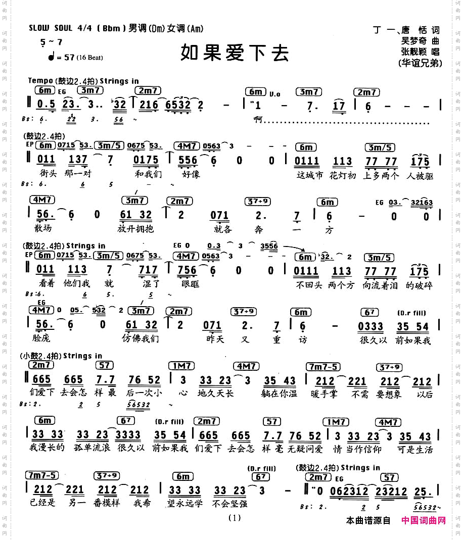 如果爱下去带和弦谱