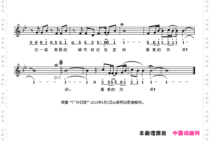 最美的风采_线、简谱混排版