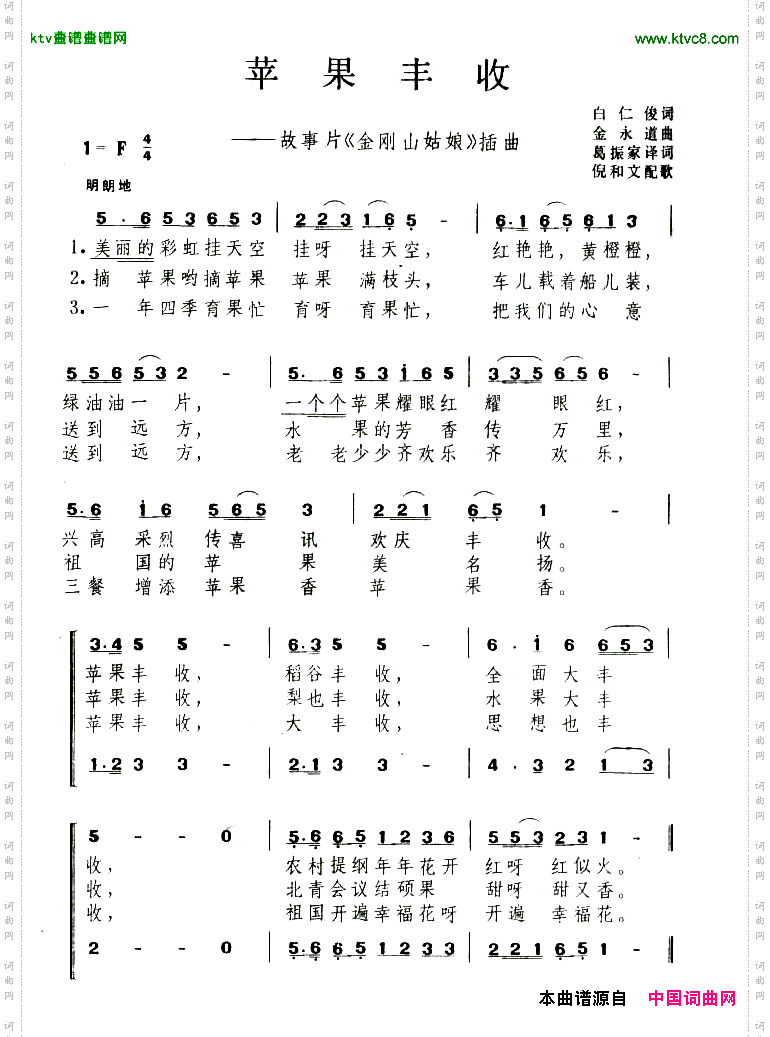 苹果丰收电影《金刚山姑娘插曲[朝鲜]