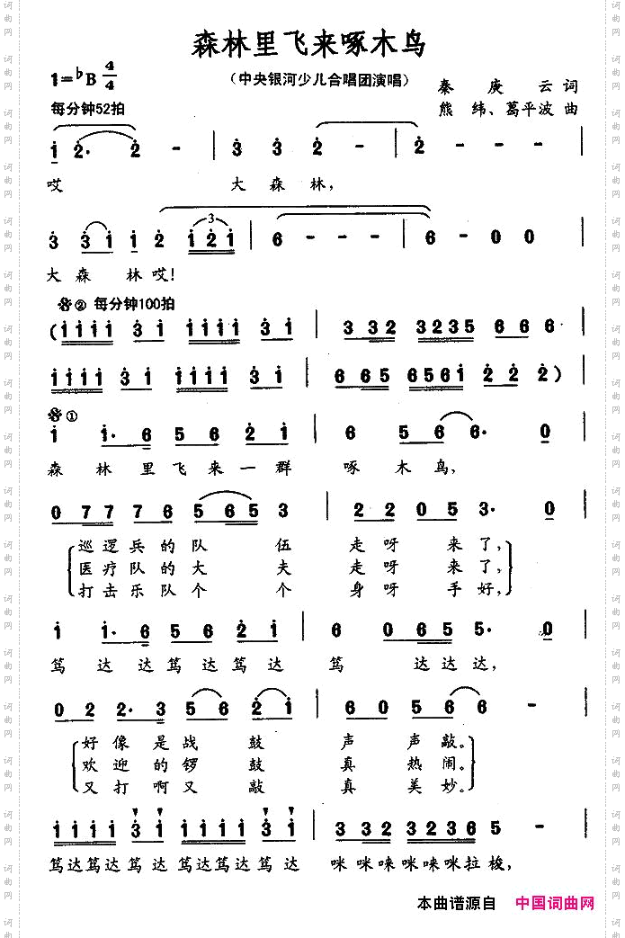 森林里飞来啄木鸟