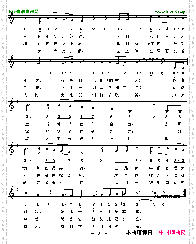 祖国进行曲线、简谱混排版[前苏联]