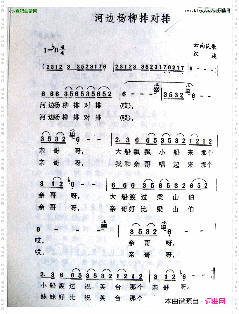 河边杨柳排对排