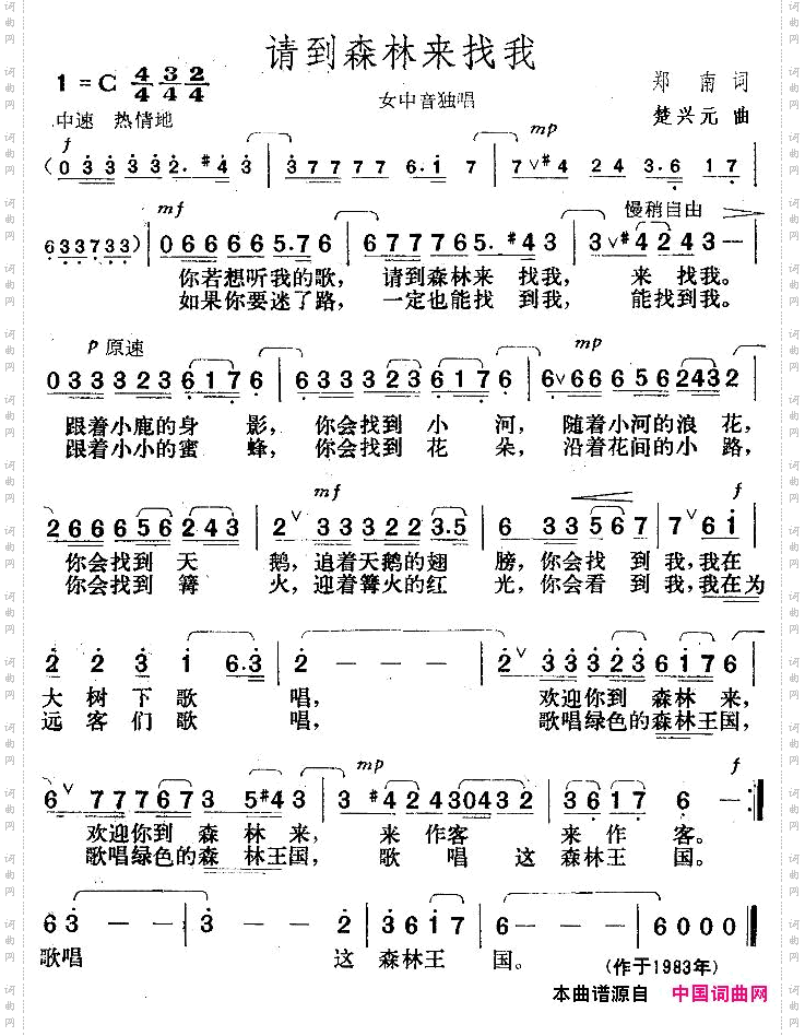 请到森林来找我