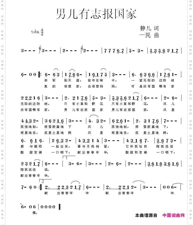 男儿有志报国家