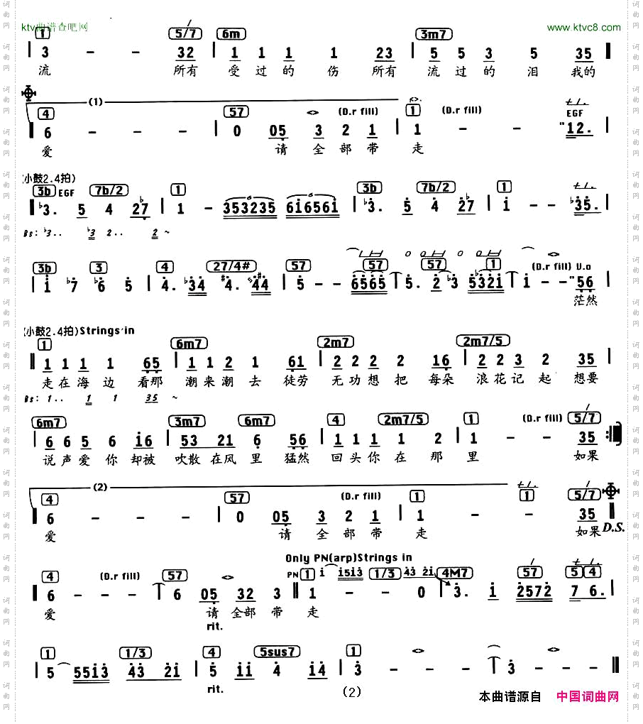 大海陈大力词曲、编配乐谱
