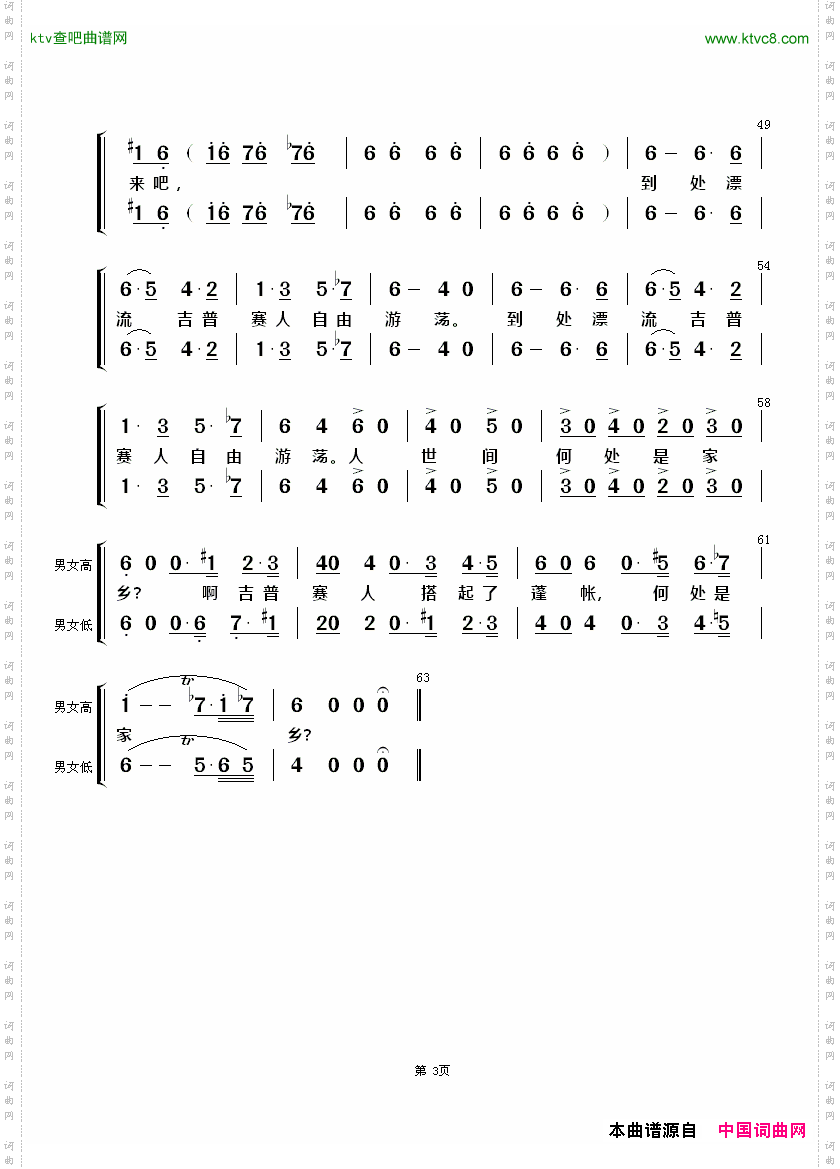 吉普赛人的铁砧合唱混声合唱