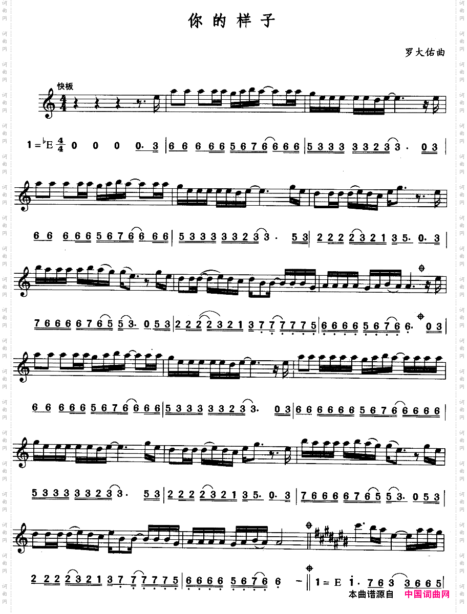 你的样子简线合谱