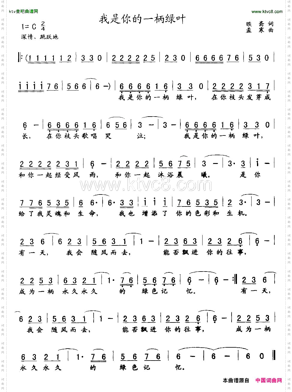 我是你的一柄绿叶