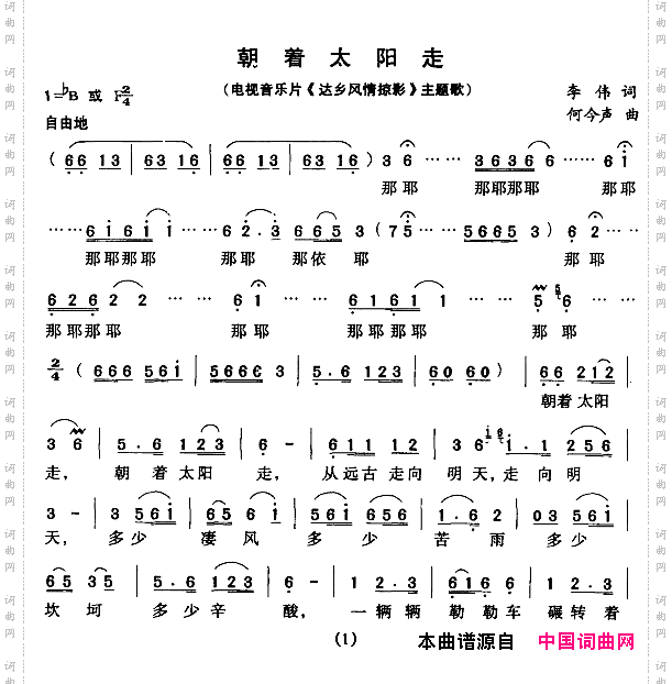 朝着太阳走电视片《达乡风情掠影》主题歌