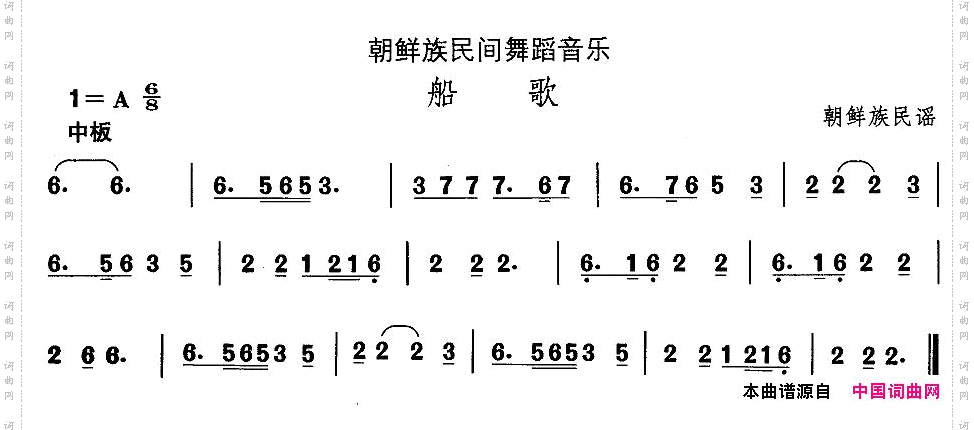 中国民族民间舞曲选十一朝鲜族舞蹈：古格里节奏-船歌