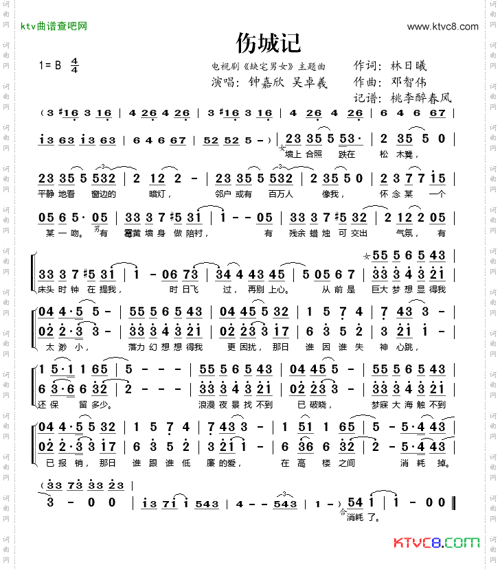 伤城记电视剧《缺宅男女》主题曲