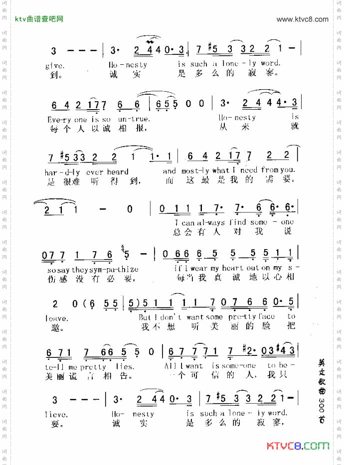 HONESTY诚实
