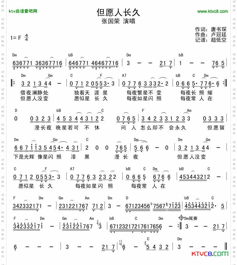 但愿人长久_简谱+和弦谱