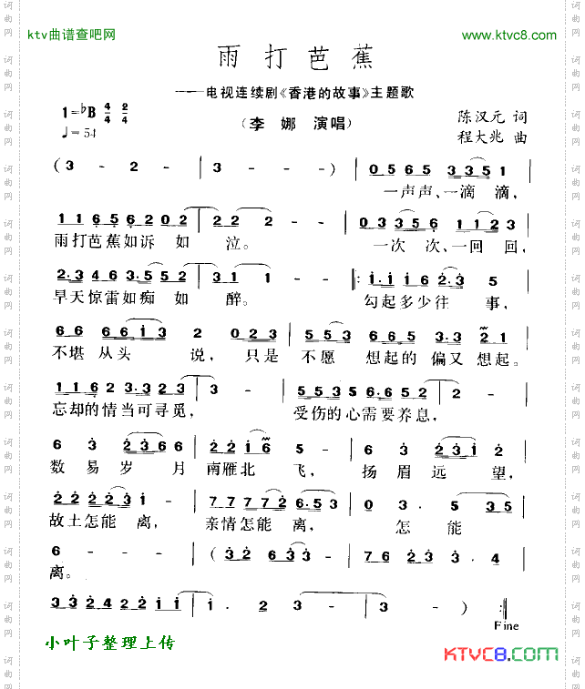 雨打芭蕉_电视剧《香港的故事》主题曲