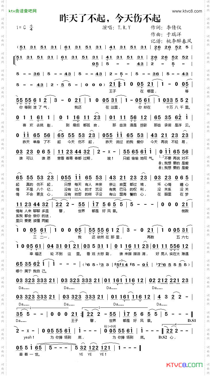 昨天了不起,今天伤不起