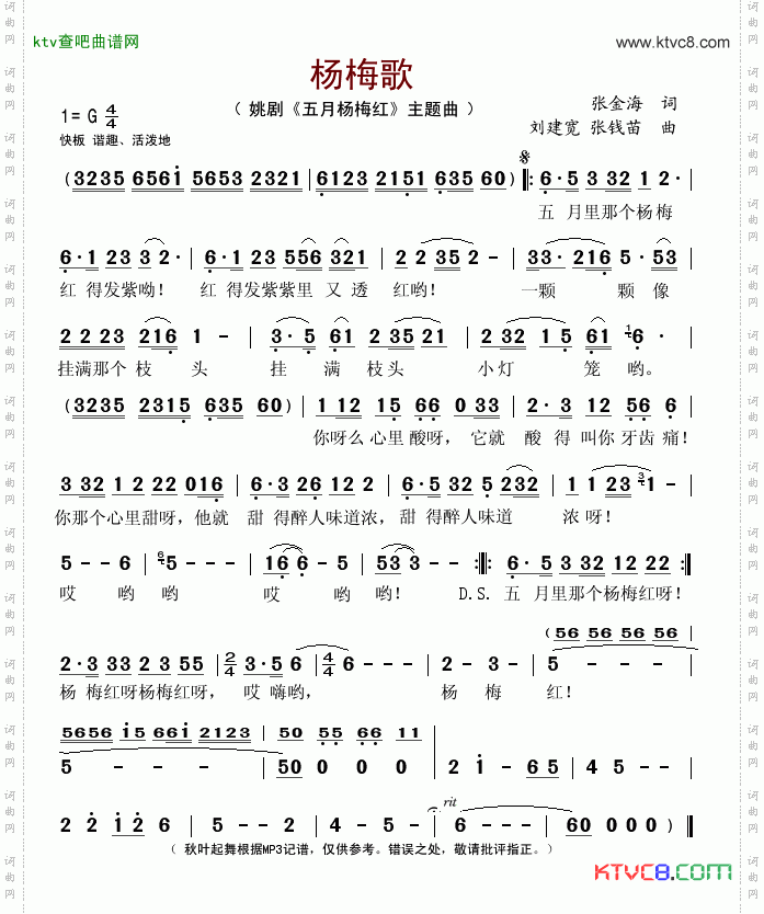 杨梅歌姚剧《五月杨梅红》主题曲